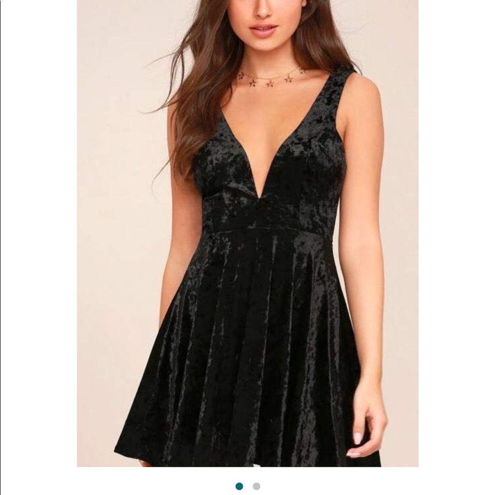 Black velvet plunge dress